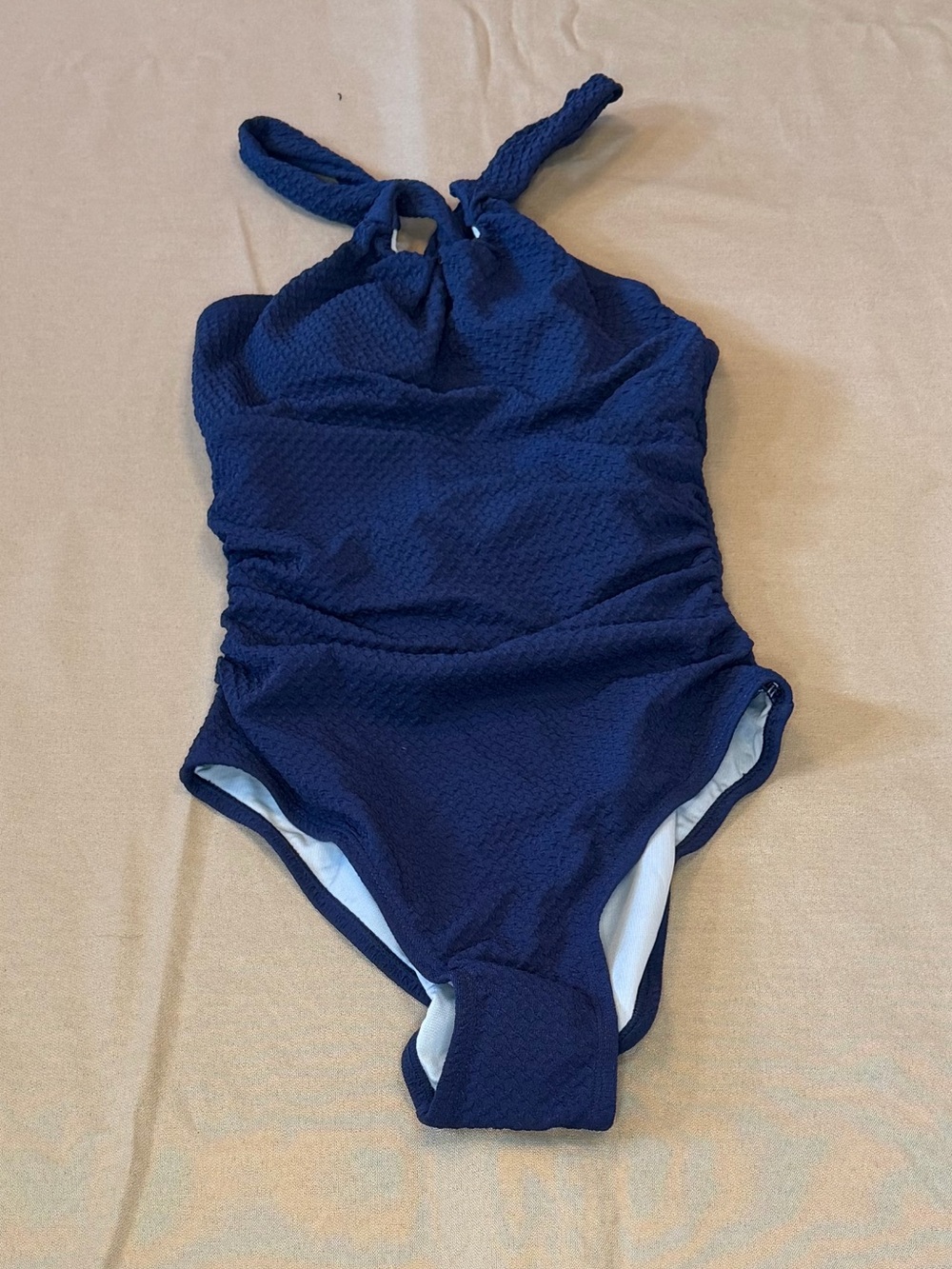 Cupshe Navy Textured Halter One-Piece Swimsuit